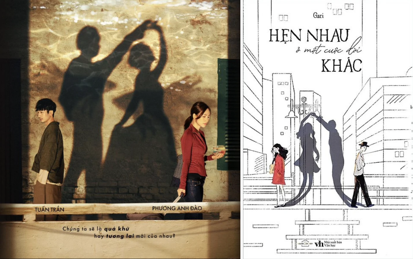 Poster phim mới của Trấn Thành (ảnh trái) bị so sánh với bìa sách.