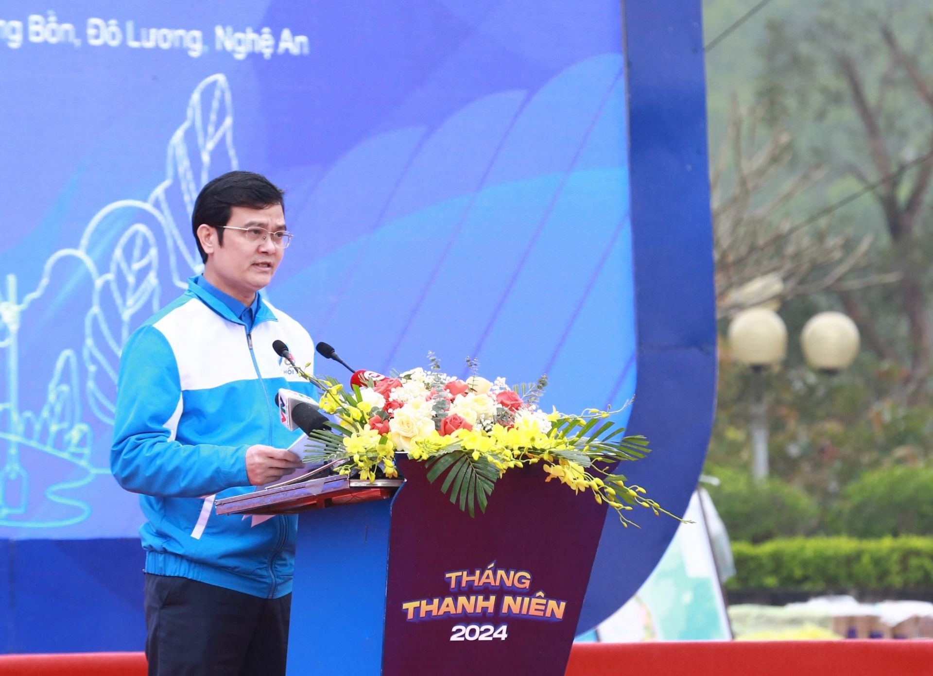 Anh Bùi Quang Huy phát biểu tại buổi lễ. Ảnh: Bảo Anh