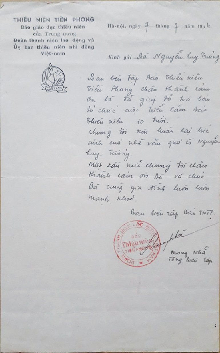 Bút tích bức thư của Tổng Biên tập
Phong Nhã gửi bà Nguyễn Huy Tưởng.