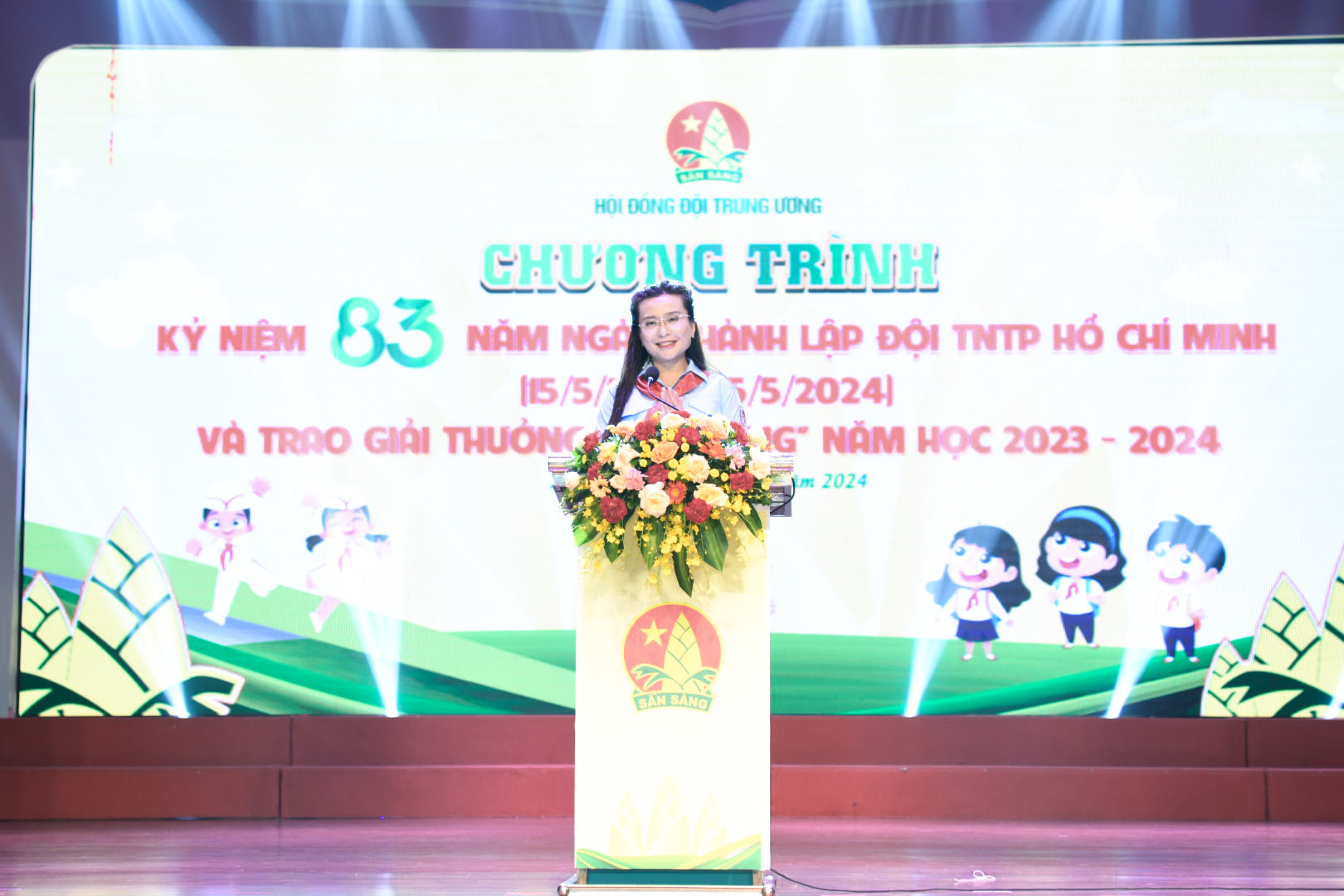 Bí thư T.Ư Đoàn, Chủ tịch Hội đồng Đội T.Ư Nguyễn Phạm Duy Trang phát biểu tại buổi lễ.
