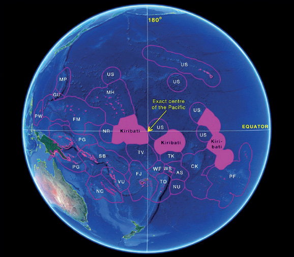 Còn Cộng hòa
Kiribati (một quốc
đảo ở trung tâm
Thái Bình Dương)
là quốc gia duy
nhất nằm trên cả
bốn bán cầu.