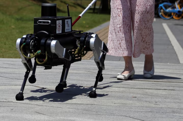 Chú chó robot dẫn đường được tích hợp công nghệ AI. Ảnh: Reuters