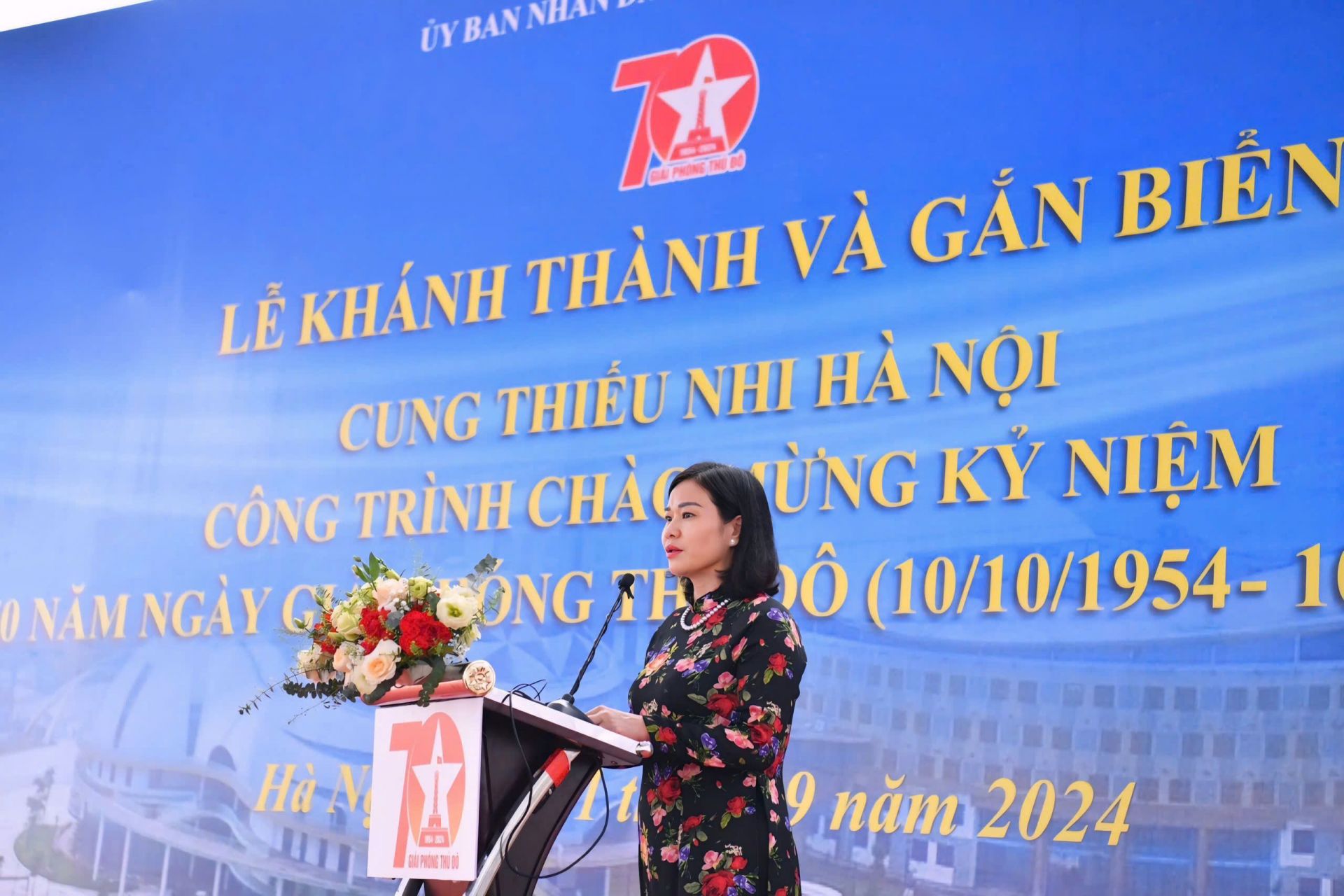 Phó Bí thư thường trực TP. Hà Nội Nguyễn Thị Tuyến phát biểu tại buổi lễ.