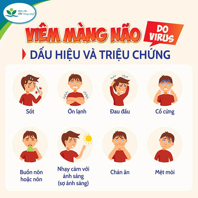 Dấu hiệu và triệu chứng của viêm màng não do virus. Ảnh:BVCC