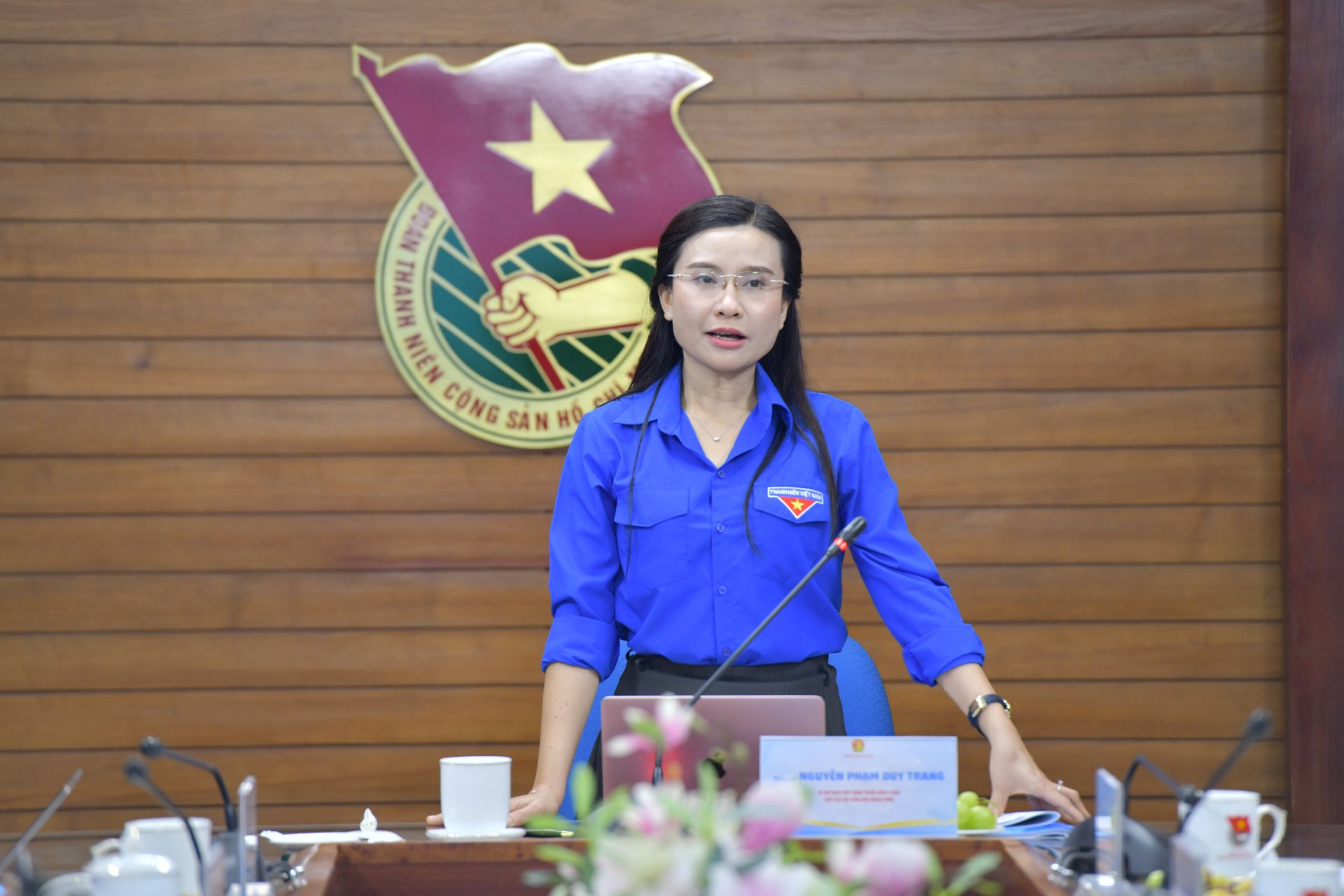 Bí thư T.Ư Đoàn Nguyễn Phạm Duy Trang phát biểu kết luận buổi họp.