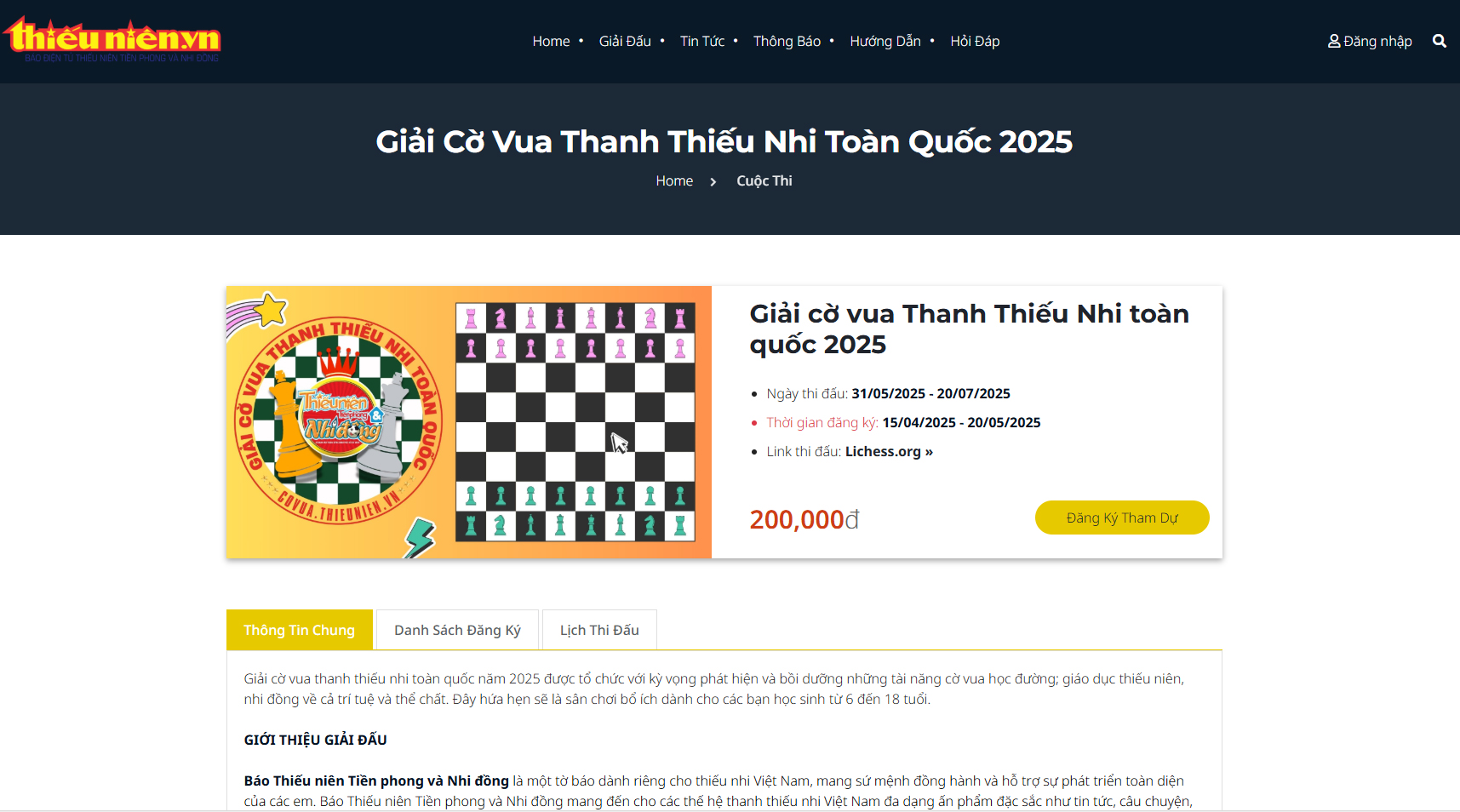 Giải cờ vua Thanh Thiếu Nhi toàn quốc 2025 Giải cờ vua Thanh Thiếu Nhi toàn quốc 2025