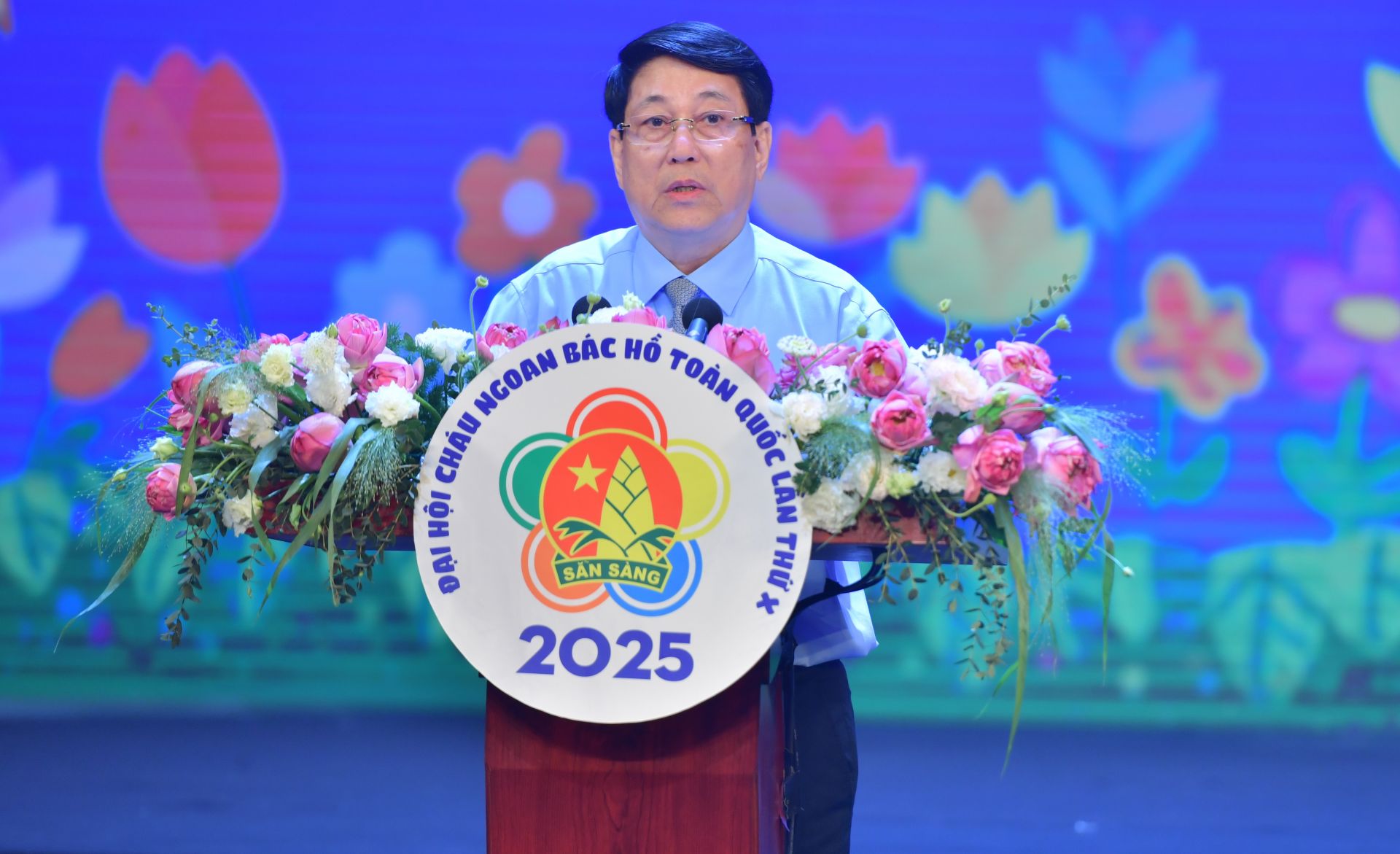 Chủ tịch nước Lương Cường phát biểu căn dặn các bạn đại biểu thiếu nhi dự Đại hội 