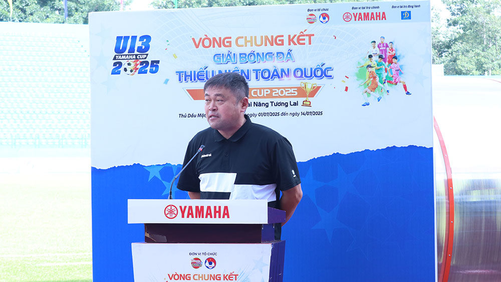 Ông Shinozaki - Đại diện Học viện Jubilo Iwata Nhật Bản - chia sẻ về cơ hội tham quan trải nghiệm và giao hữu tại Nhật Bản vào tháng 10/2025 thông qua chương trình “U13 Yamaha Cup Học đá bóng cùng Huấn luyện viên Jubílo Iwata” trong khuôn khổ Giải Bóng đá Thiếu niên U13 toàn quốc Yamaha Cup 2025