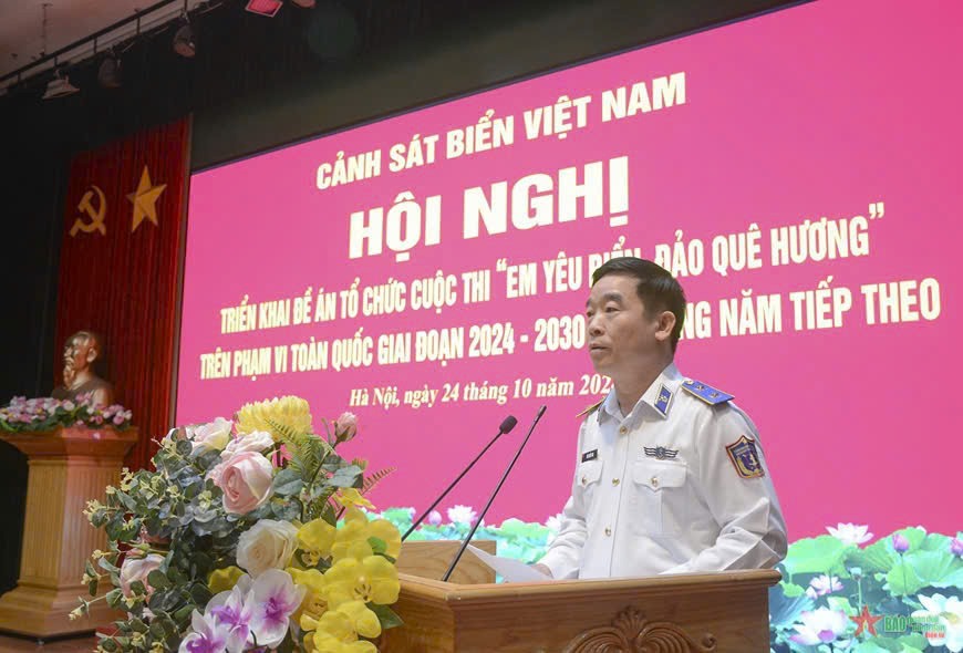 Trung tướng Bùi Quốc Oai, Bí thư Đảng ủy, Chính ủy Cảnh sát biển phát biểu chỉ đạo tại Hội nghị triển khai Đề án tổ chức Cuộc thi “Em yêu biển, đảo quê hương” giai đoạn 2024–2030 và những năm tiếp theo, diễn ra ngày 24/10/2024 tại Hà Nội Trung tướng Bùi Quốc Oai, Bí thư Đảng ủy, Chính ủy Cảnh sát biển phát biểu chỉ đạo tại Hội nghị triển khai Đề án tổ chức Cuộc thi “Em yêu biển, đảo quê hương” giai đoạn 2024–2030 và những năm tiếp theo, diễn ra ngày 24/10/2024 tại Hà Nội
