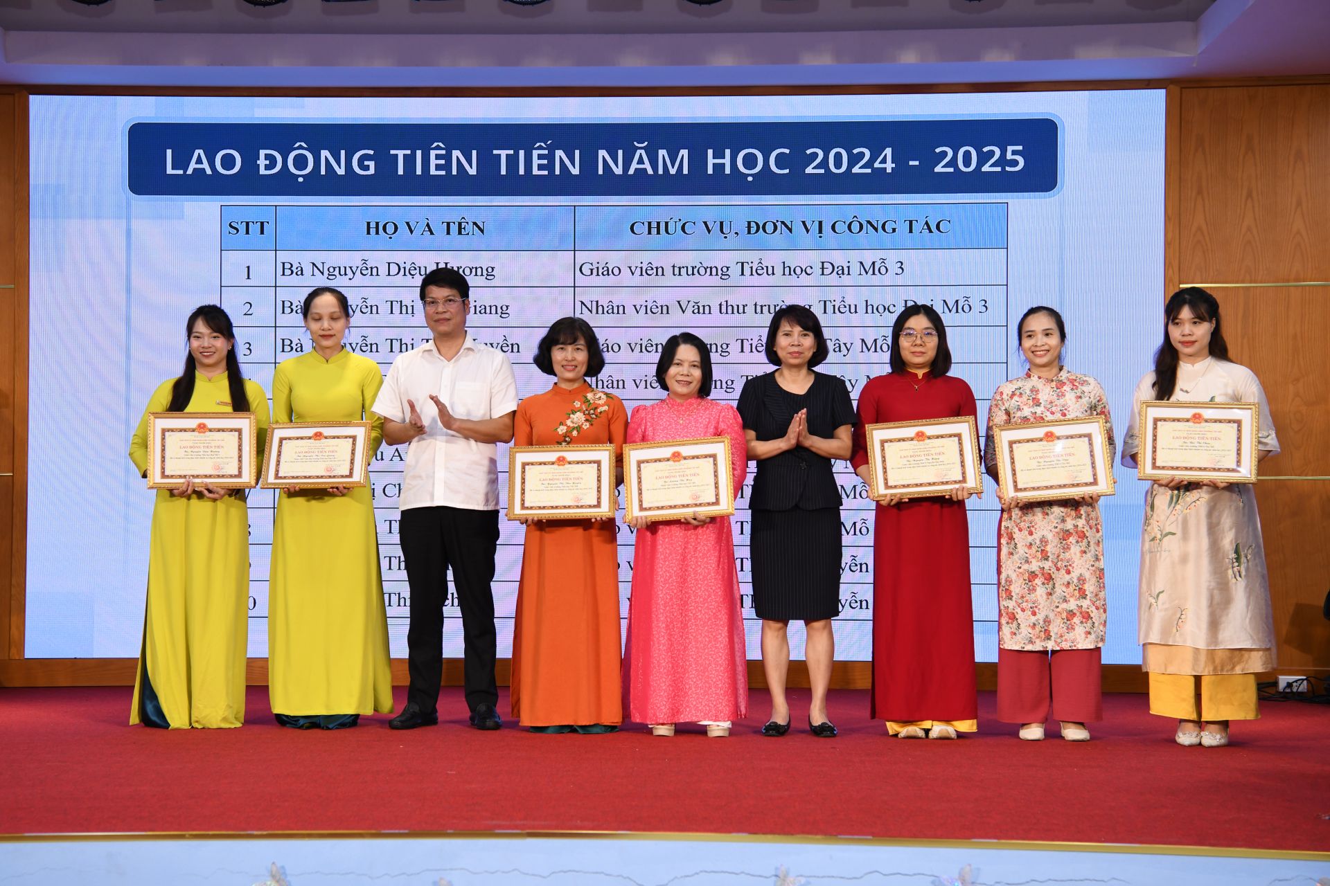Lãnh đạo phường Tây Mỗ trao thưởng các điển hình tiên tiến.