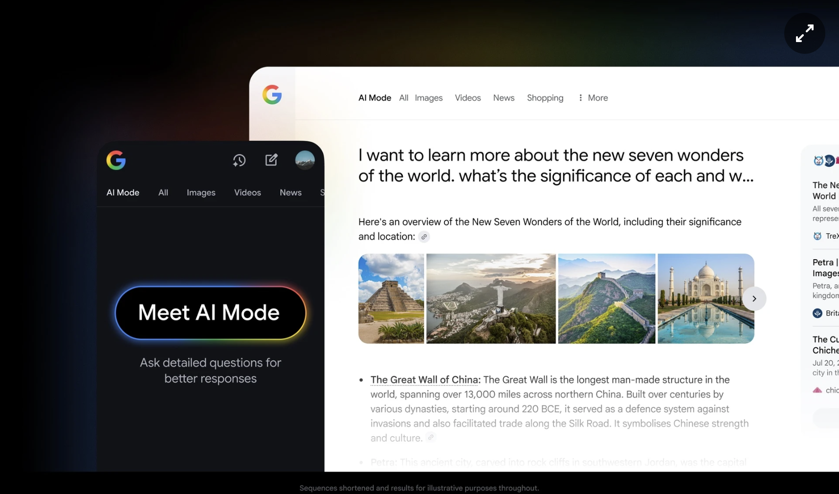 Tính năng AI Mode trên Google Search. Tính năng AI Mode trên Google Search.