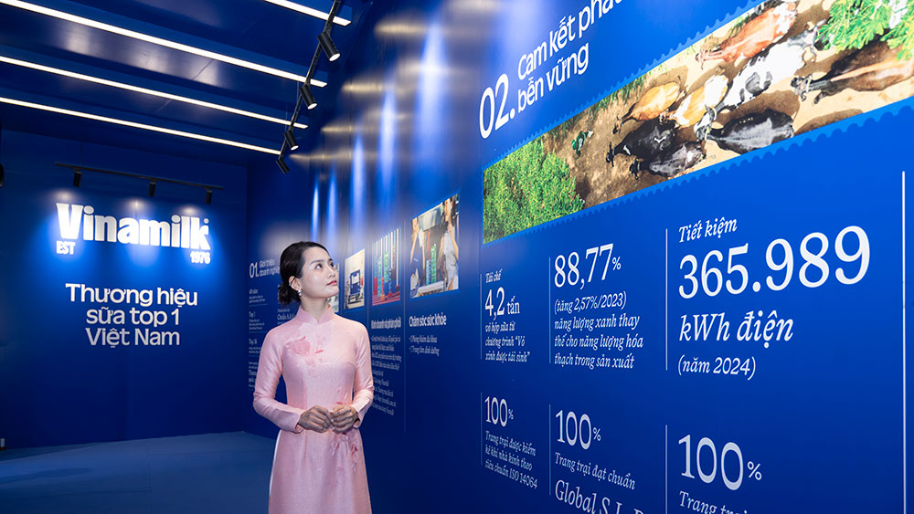 Không chỉ là nơi trưng bày sản phẩm, Vinamilk còn lồng ghép các thông tin về hành trình phát triển của doanh nghiệp – từ những ngày đầu thành lập đến vị thế là Thương hiệu Quốc gia hiện nay, đồng hành sự phát triển của đất nước. Khách tham quan tìm hiểu hành trình phát triển của thương hiệu sữa top 1 Việt Nam.