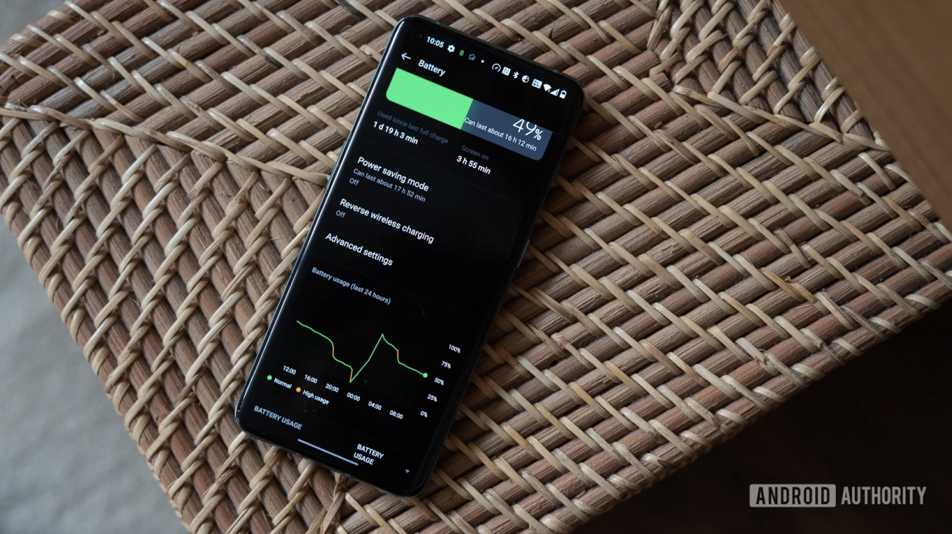 Giao diện quản lý pin trên một mẫu smartphone Android. 