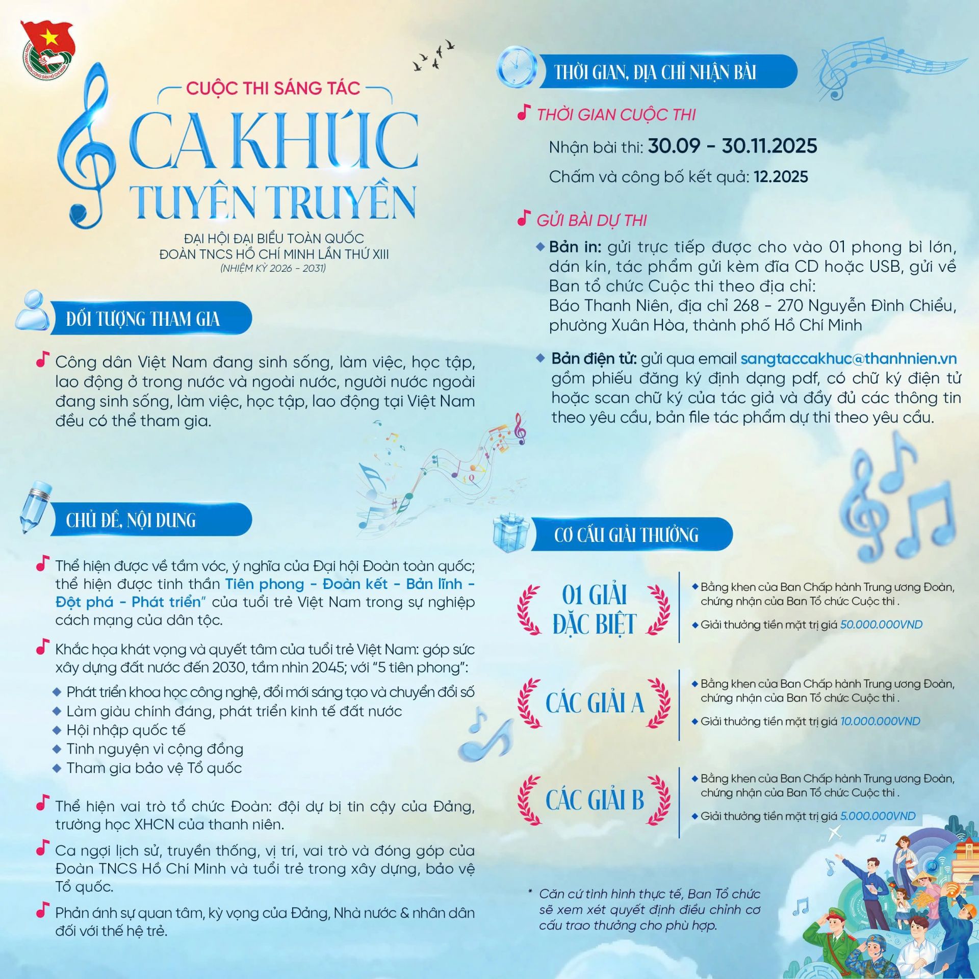 Thể lệ Cuộc thi Sáng tác ca khúc tuyên truyền Đại hội Đoàn toàn quốc lần thứ XIII.