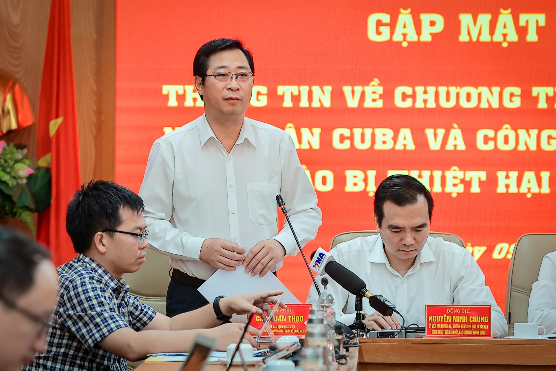 Ông Cao Xuân Thạo thông tin về thiệt hại do bão lũ trong tháng 9 và tháng 10/2025. Ông Cao Xuân Thạo thông tin về thiệt hại do bão lũ trong tháng 9 và tháng 10/2025.