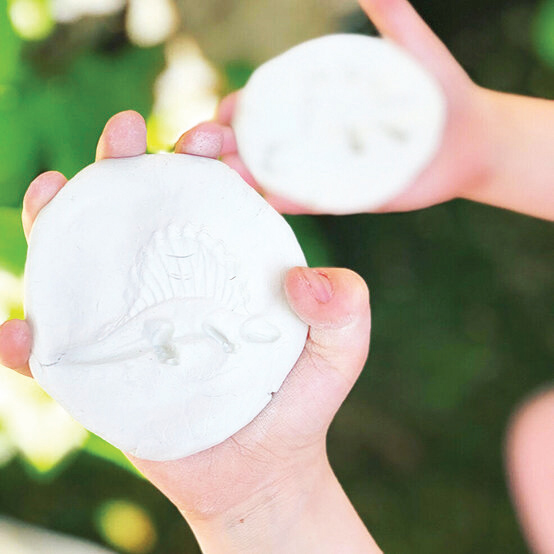 Bước 5: Nhẹ nhàng
nhấc chú khủng long
đồ chơi ra và để miếng
đất sét ở nơi khô
thoáng trong khoảng
1 ngày cho khô hẳn.