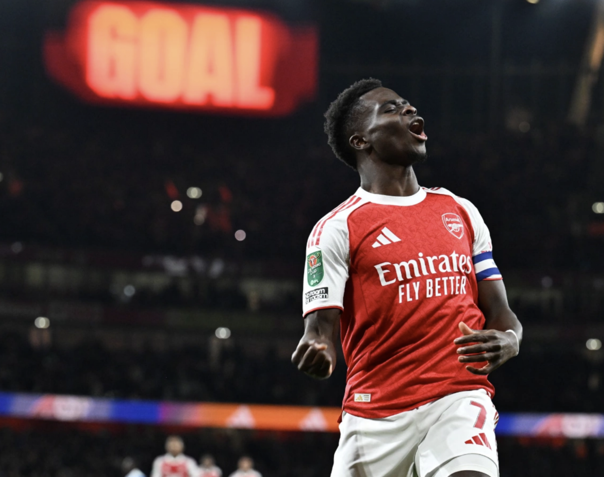 Bukayo Saka ăn mừng trong trận Arsenal thắng Brighton 2-0. Bukayo Saka ăn mừng trong trận Arsenal thắng Brighton 2-0.