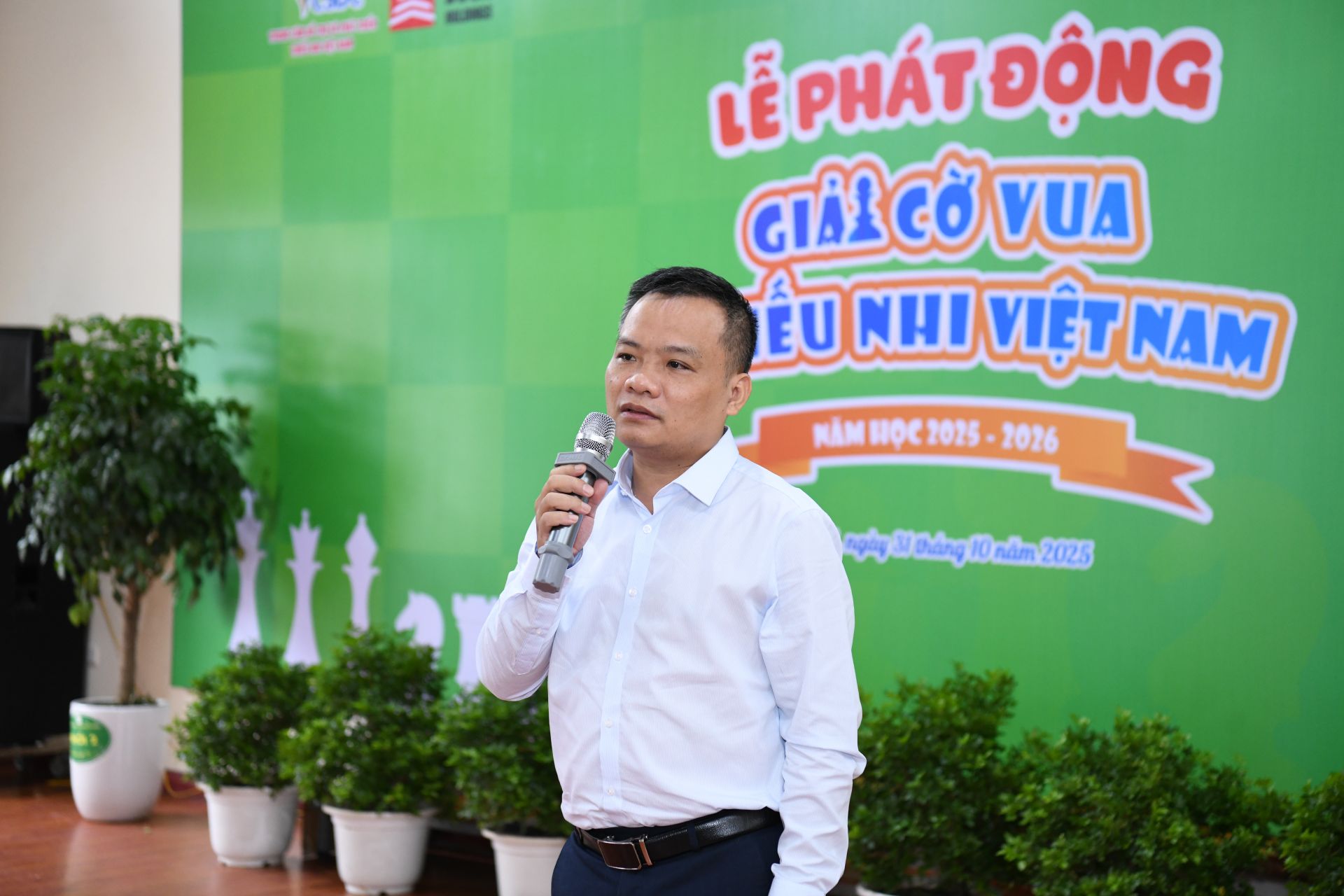 HLV Đội tuyển Cờ vua quốc gia Bùi Vinh chia sẻ tại lễ phát động.