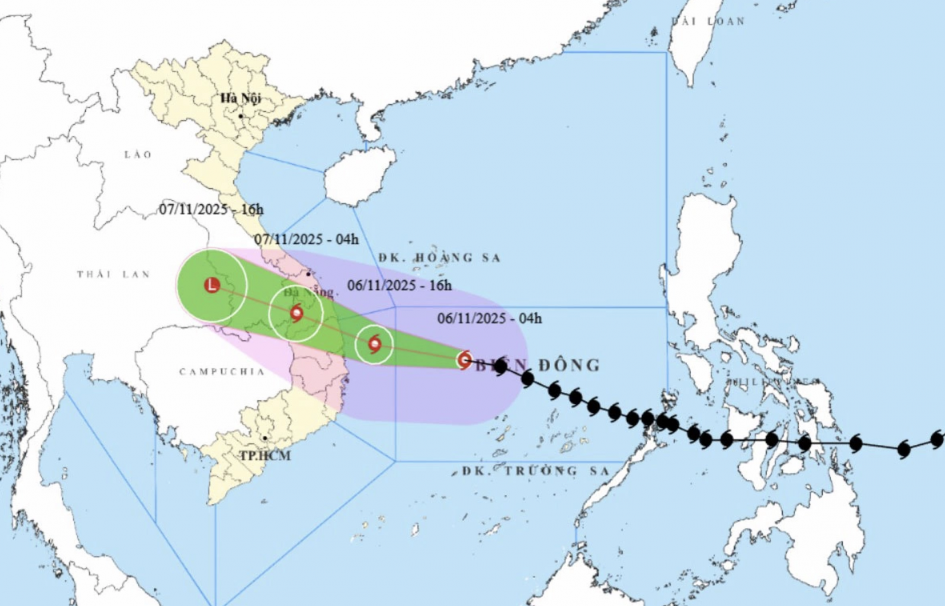 Dự báo đường đi của bão.