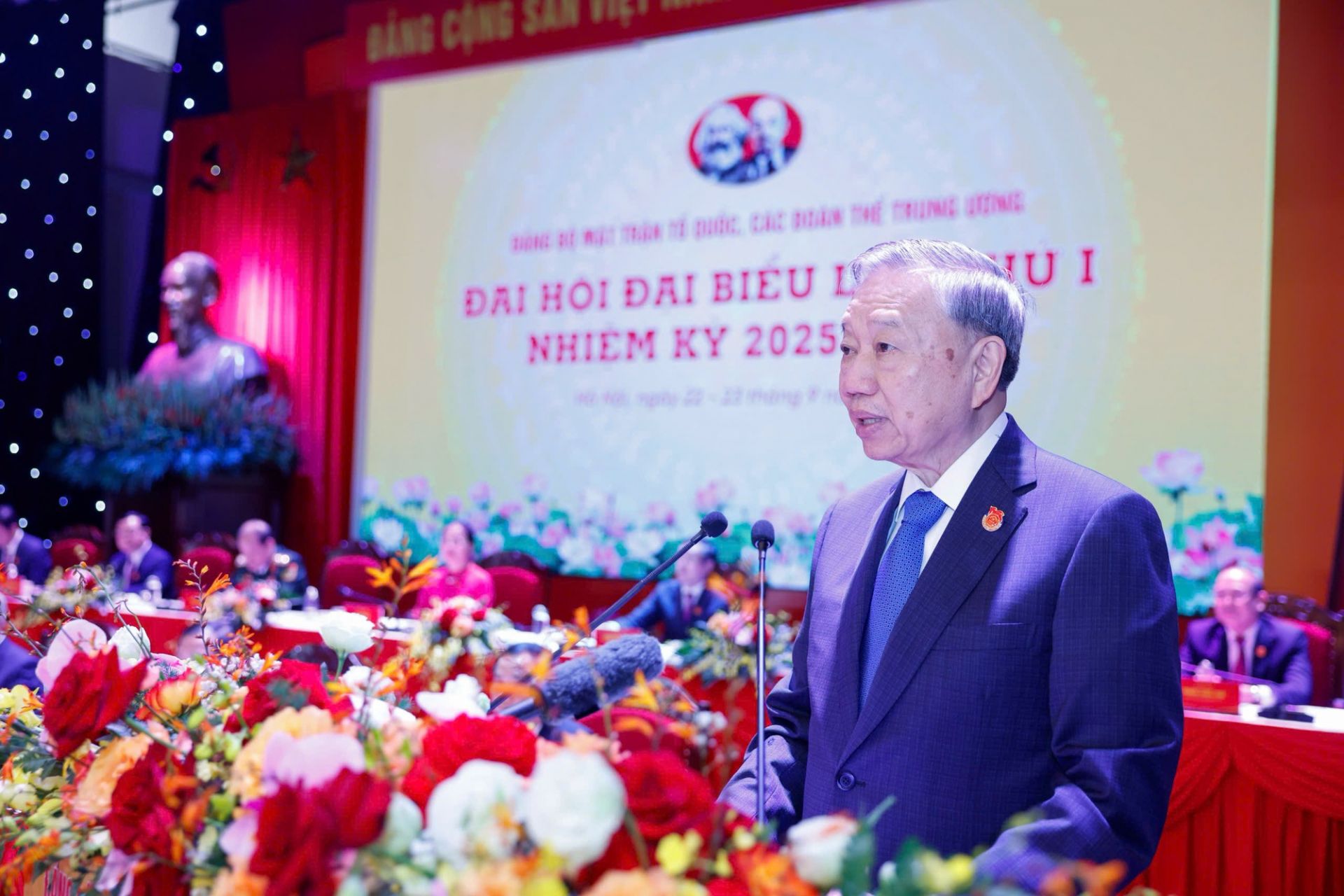 Tổng Bí thư Tô Lâm dự và phát biểu tại Đại hội đại biểu Đảng bộ Mặt trận Tổ quốc (MTTQ), các đoàn thể Trung ương lần thứ I, nhiệm kỳ 2025-2030.