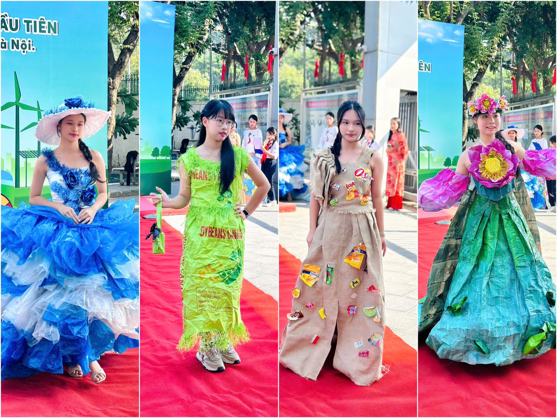 Những bộ trang phục tái chế độc đáo, sáng tạo thu hút mọi ánh nhìn.