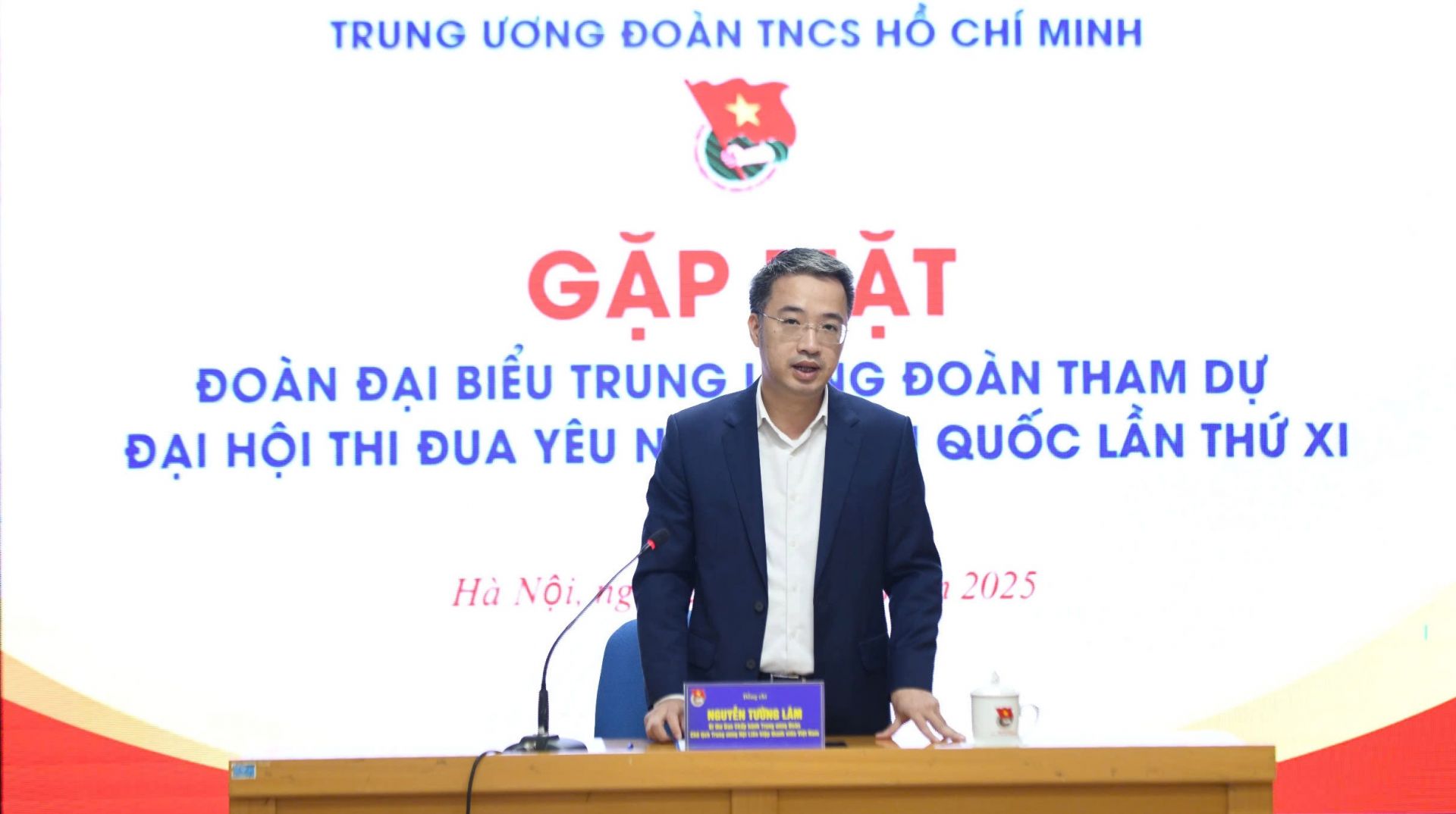 B&iacute; thư T.Ư Đo&agrave;n Nguyễn Tường L&acirc;m ph&aacute;t biểu tại chương tr&igrave;nh.