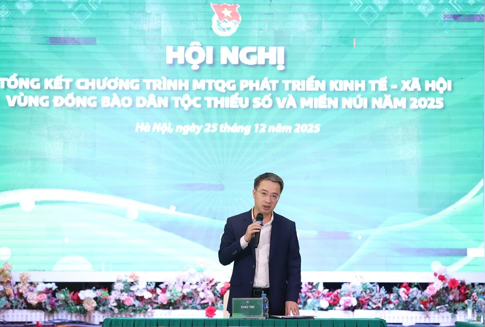 B&iacute; thư T.Ư Đo&agrave;n Nguyễn Tường L&acirc;m ph&aacute;t biểu tại hội nghị.