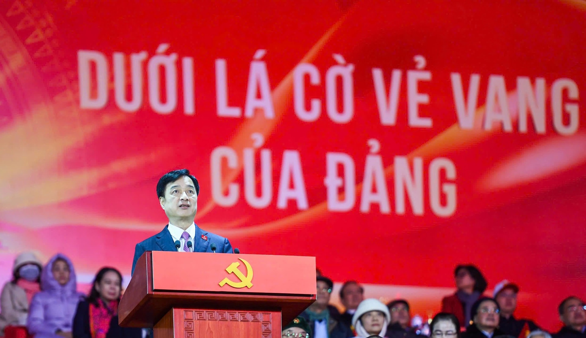 B&iacute; thư Th&agrave;nh ủy H&agrave; Nội Nguyễn Duy Ngọc ph&aacute;t biểu tại chương tr&igrave;nh.