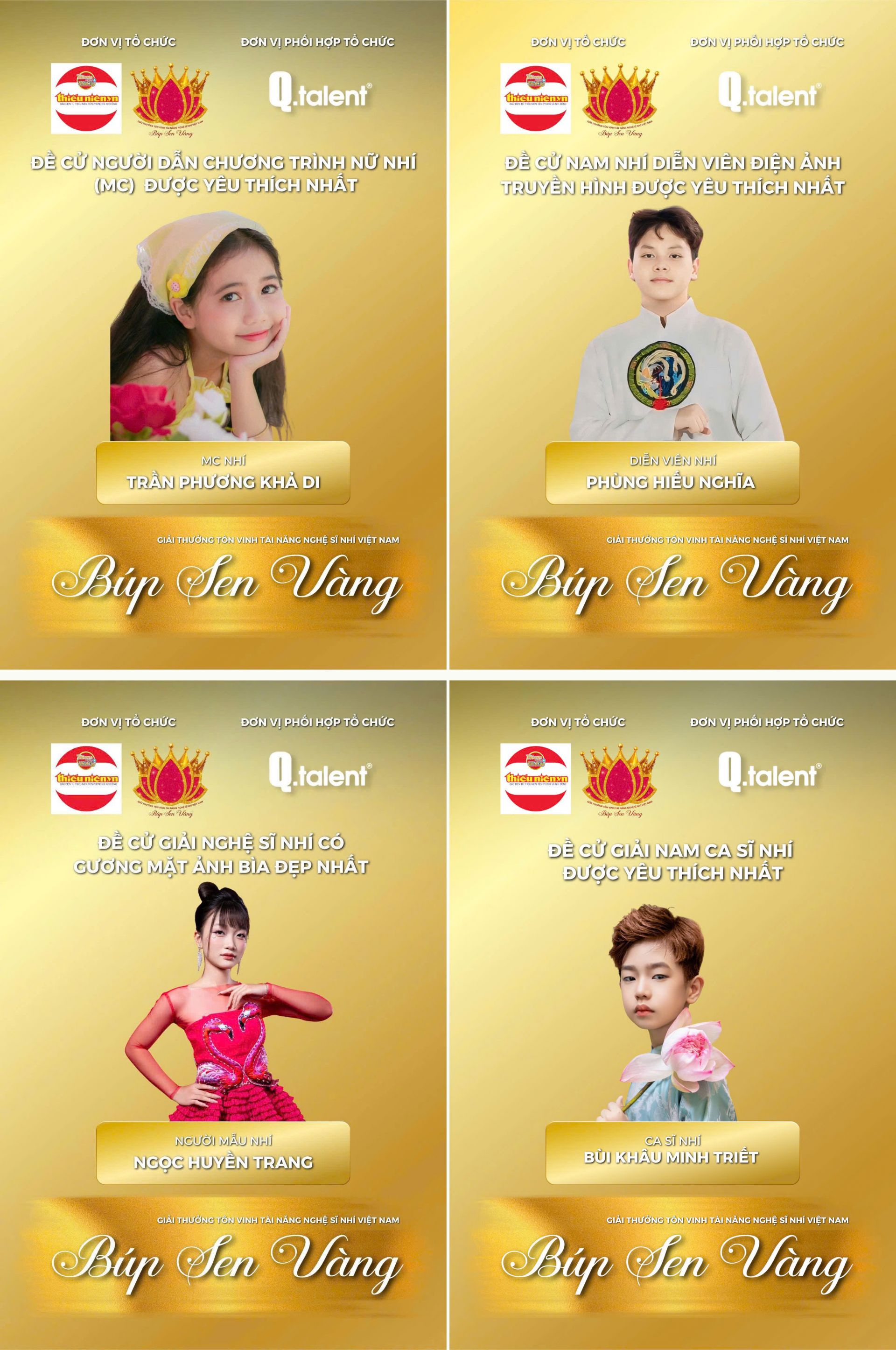 Những gương mặt thiếu nhi nổi bật trong cuộc đua b&igrave;nh chọn.