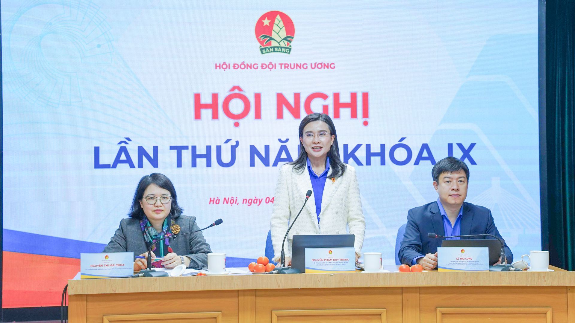 B&iacute; thư T.Ư Đo&agrave;n Nguyễn Phạm Duy Trang ph&aacute;t biểu tại Hội nghị.