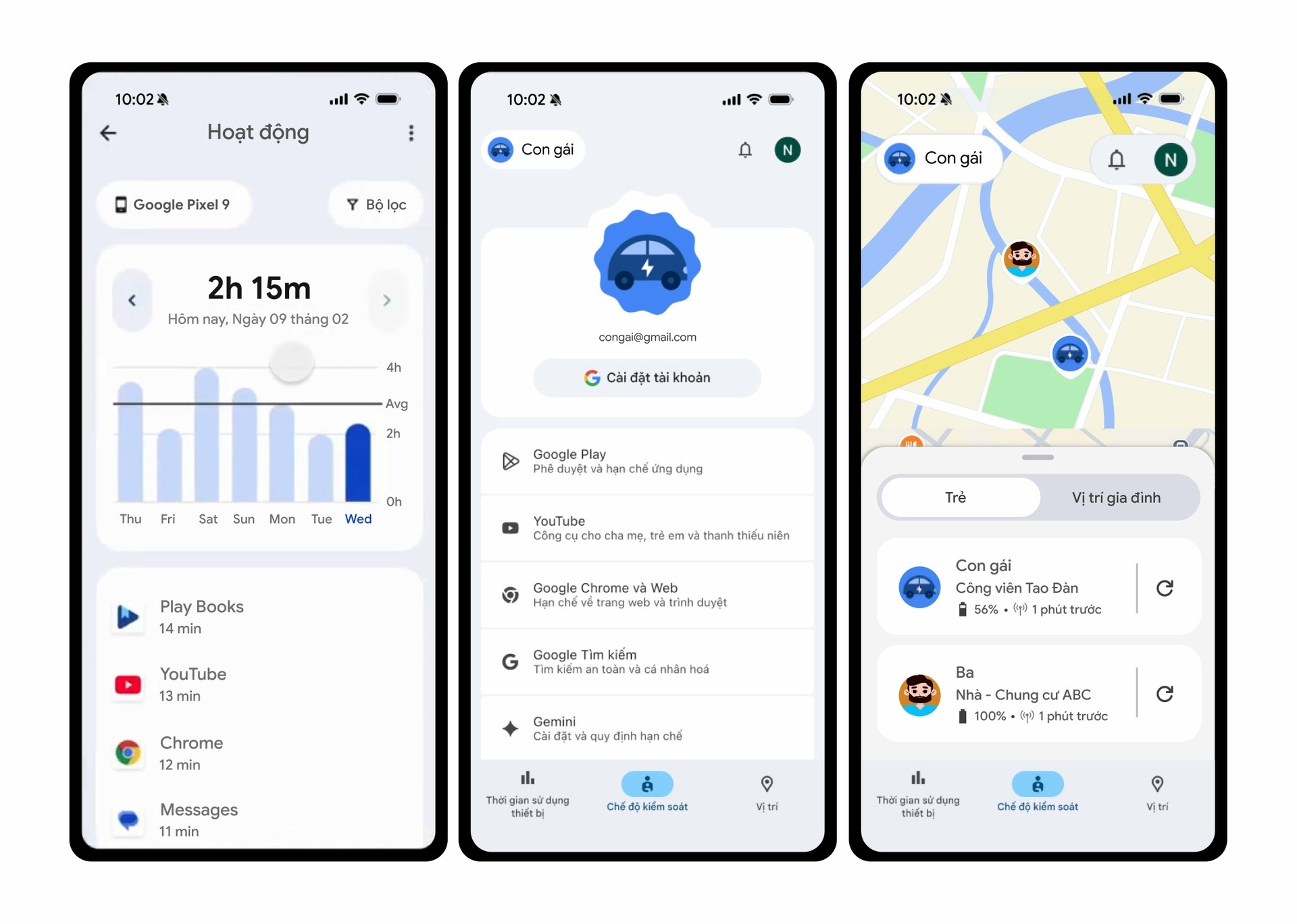 Giao diện ứng dụng Family Link. 