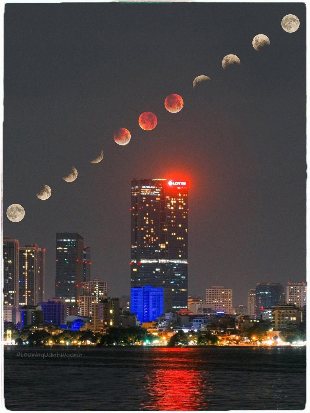 Ảnh gh&eacute;p qu&aacute; tr&igrave;nh nguyệt thực to&agrave;n phần tại Việt Nam tối ng&agrave;y 3/3. 