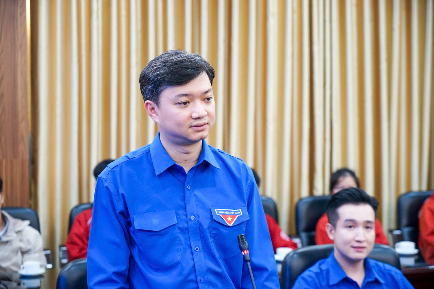 Bí thư thường trực T.Ư Đoàn Nguy&ecirc;̃n Minh Tri&ecirc;́t phát bi&ecirc;̉u tại bu&ocirc;̉i l&ecirc;̃.