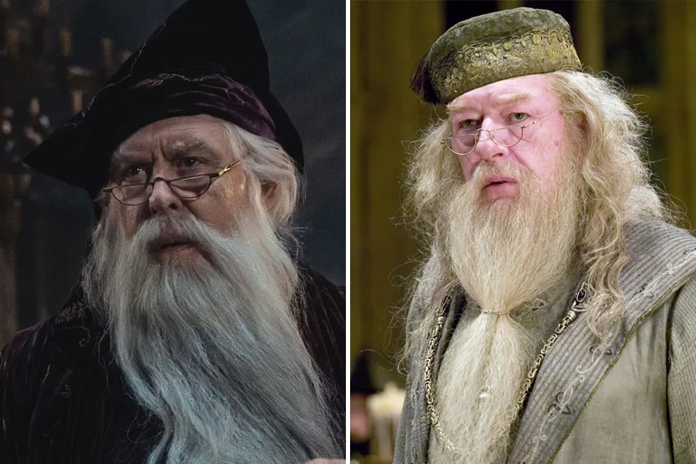 Di&ecirc;̃n vi&ecirc;n Albus Dumbledore thủ vai Hiệu trưởng trường Hogwarts, Dumbledore l&agrave; một ph&ugrave; thủy quyền năng, gi&aacute;o sư cao cấp nhất tại Hogwarts v&agrave; l&agrave; người thầy đầu ti&ecirc;n của Harry.