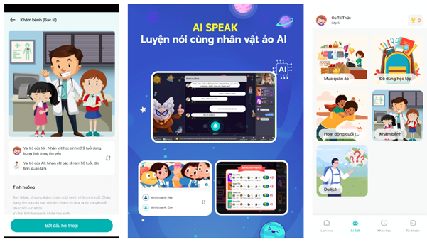 T&iacute;nh năng AI Speak tạo ra m&ocirc;i trường m&ocirc; phỏng thực tế để con thực h&agrave;nh, tăng cường khả năng vận dụng Tiếng Anh, n&acirc;ng cấp phản xạ giao tiếp tự nhi&ecirc;n.