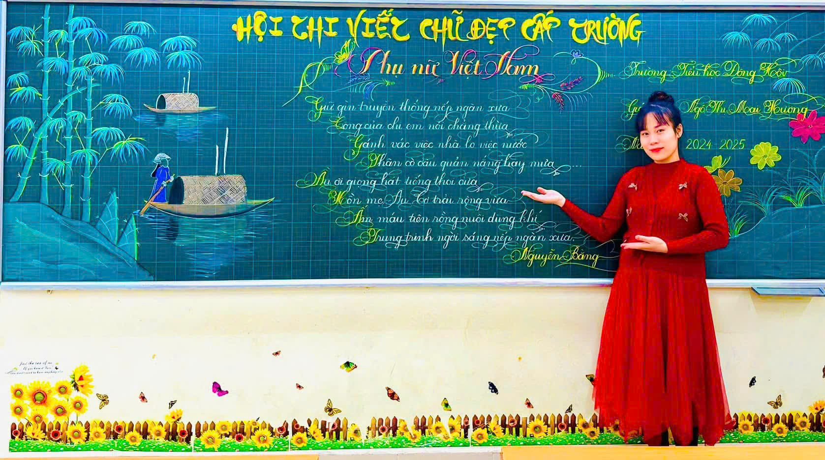 C&ocirc; giáo rèn chữ đẹp cho học trò.