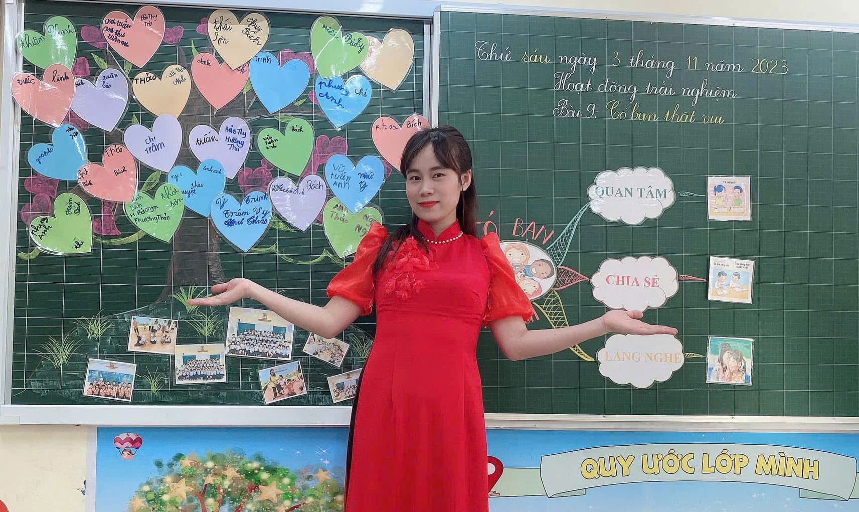 C&ocirc; Mai Hương là m&ocirc;̣t giáo vi&ecirc;n t&acirc;m huy&ecirc;́t với ngh&ecirc;̀ giáo.