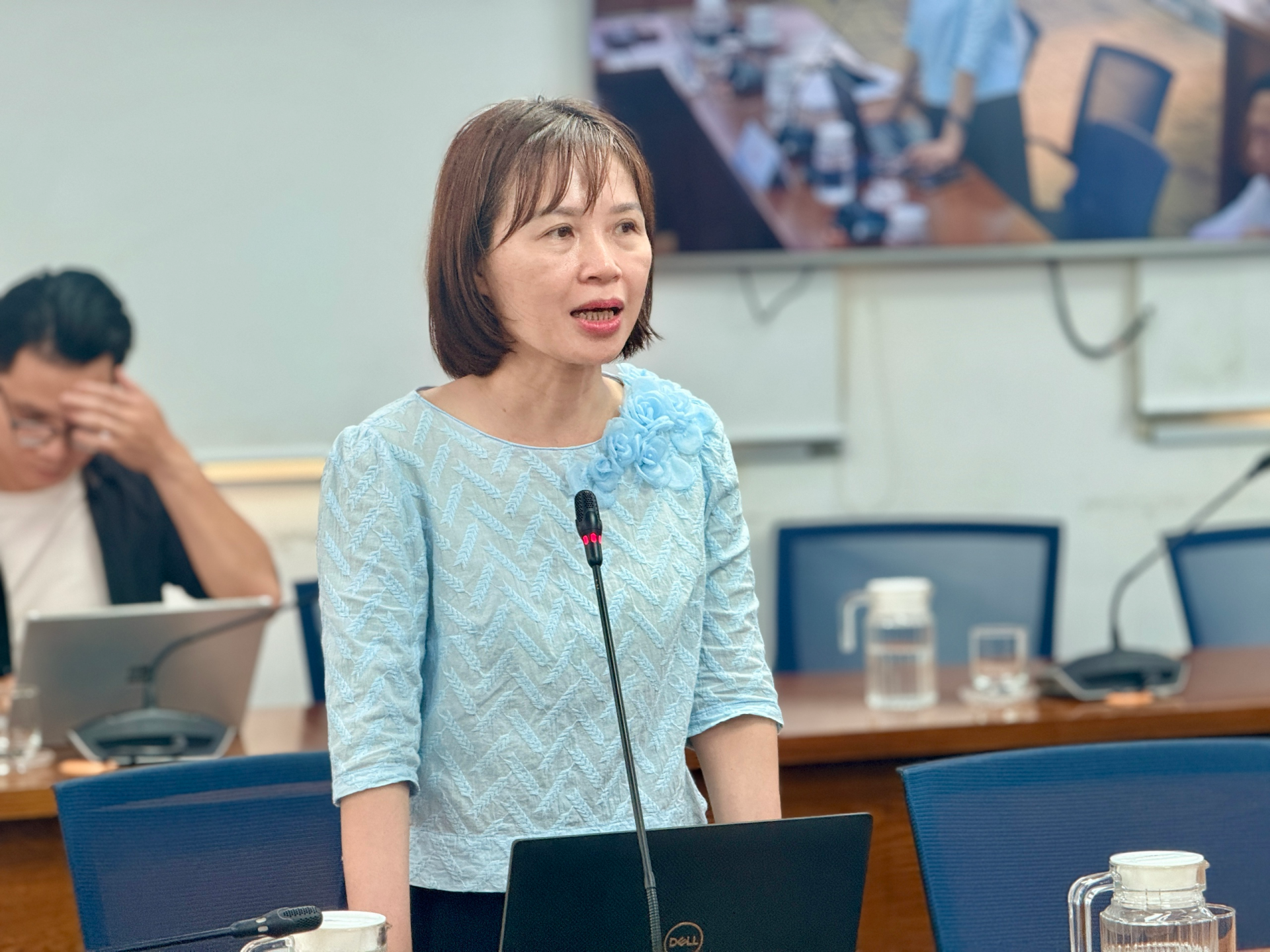 ThS, Bác sĩ L&ecirc; Thị H&ocirc;̀ng Nga th&ocirc;ng tin v&ecirc;̀ tình hình dịch tay ch&acirc;n mi&ecirc;̣ng.