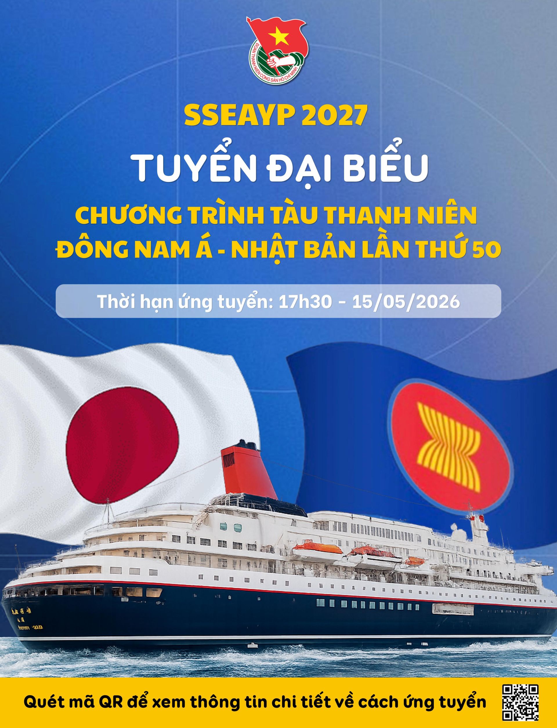 Th&ocirc;ng tin chi tiết về phương thức đăng k&yacute; hồ sơ ứng tuyển Chương tr&igrave;nh được đăng tải tại m&atilde; QR.