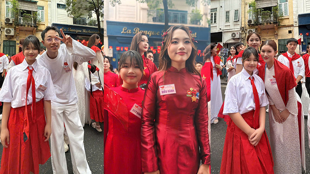 Tuệ Nhi tự tin tham gia c&aacute;c hoạt động nghệ thuật v&agrave; giao lưu c&ugrave;ng nhiều nghệ sĩ.