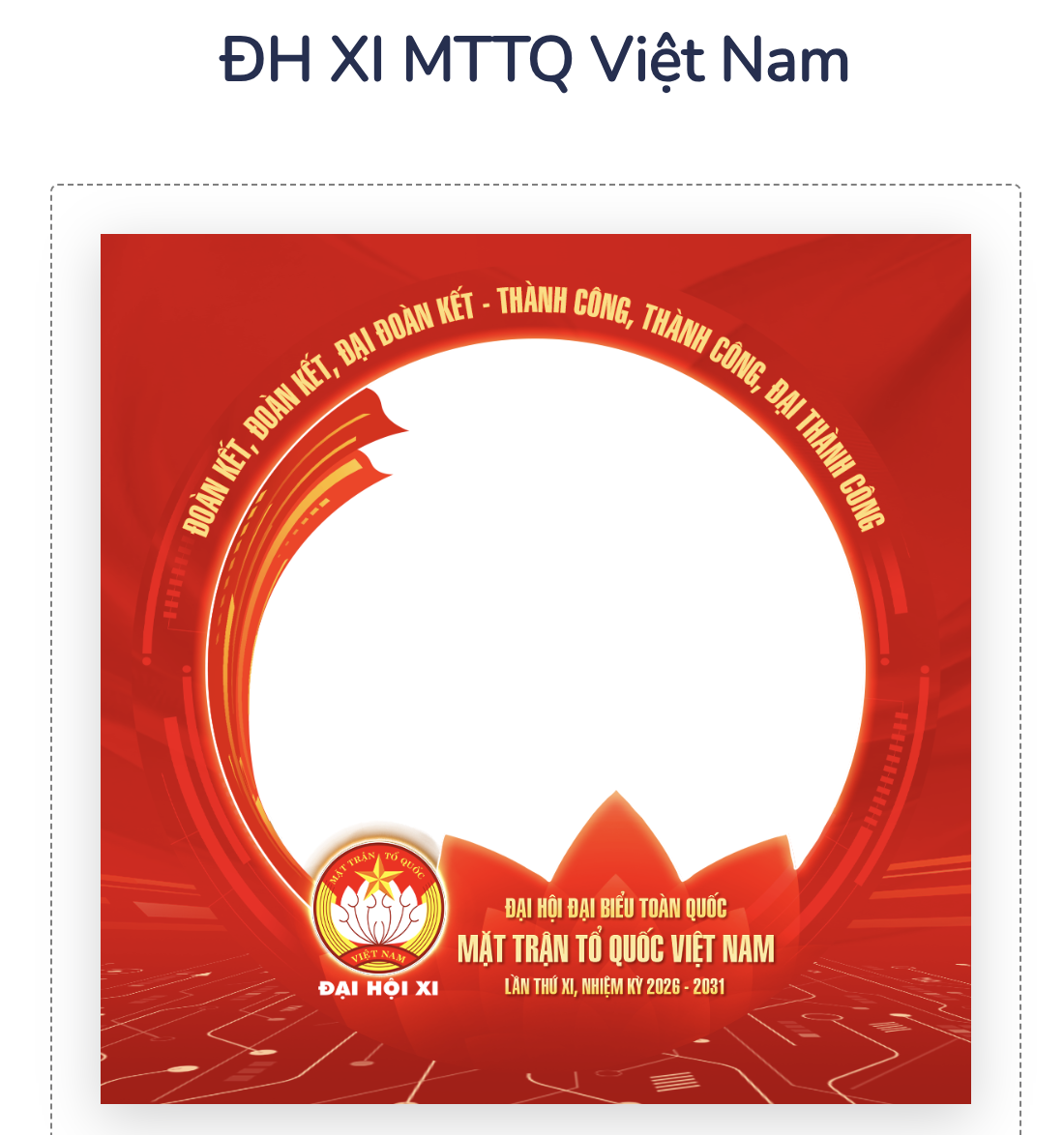 Giao diện thay avatar Đại hội XI.