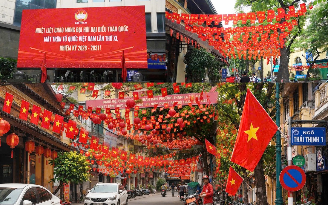 Kh&ocirc;ng kh&iacute; ch&agrave;o mừng Đại hội MTTQ Việt Nam lan tỏa khắp phố phường H&agrave; Nội.