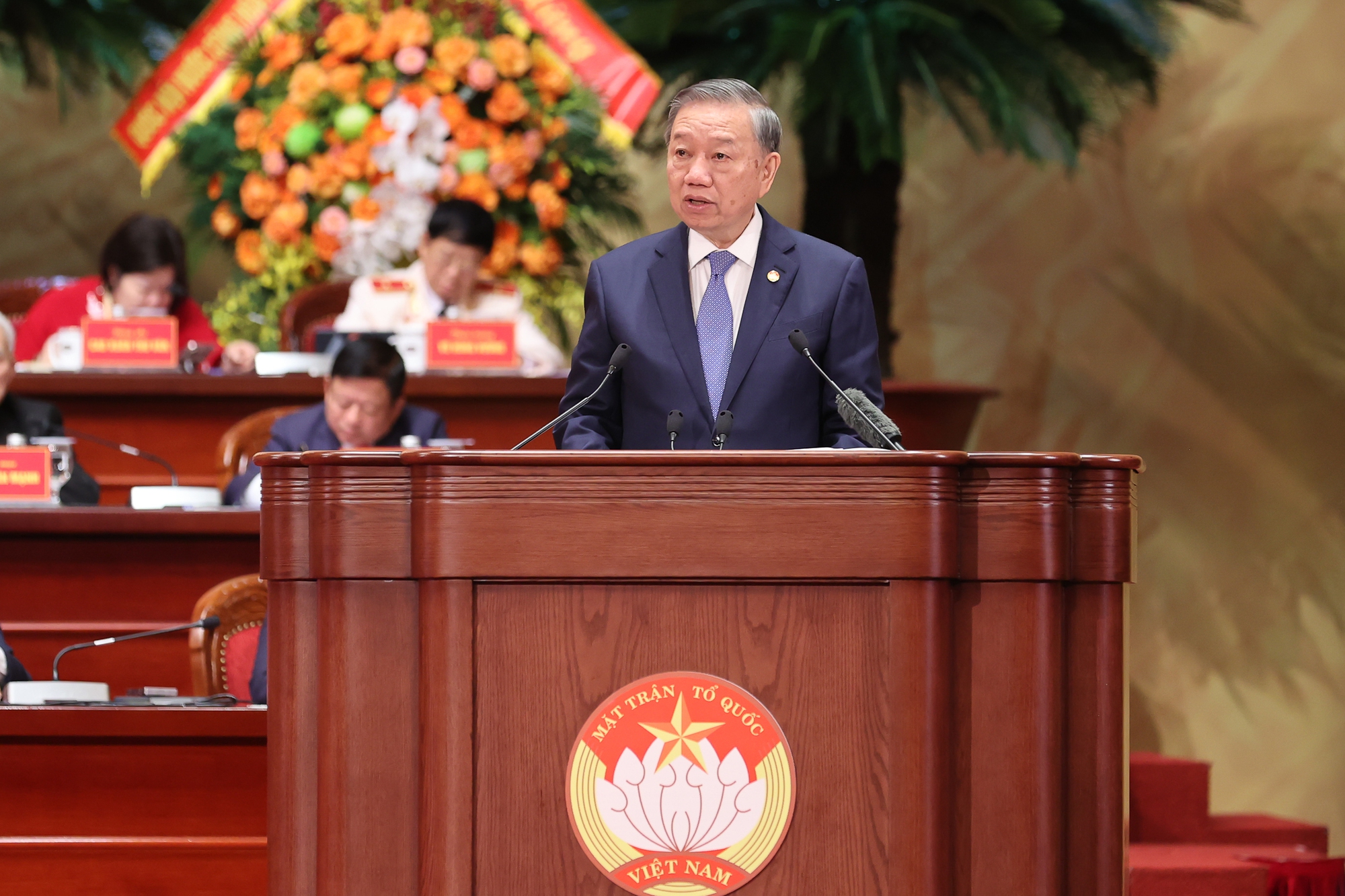 Tổng B&iacute; thư, Chủ tịch nước T&ocirc; L&acirc;m ph&aacute;t biểu chỉ đạo Đại hội đại biểu to&agrave;n quốc MTTQ Việt Nam lần thứ XI.