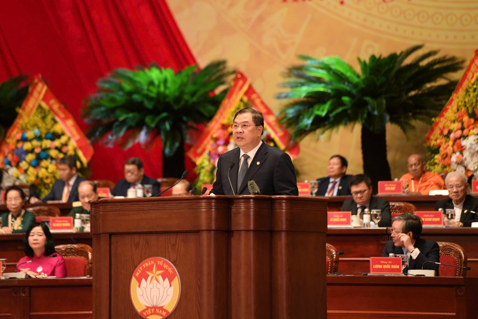 Ph&oacute; Thủ tướng Thường trực Ch&iacute;nh phủ Phạm Gia T&uacute;c ph&aacute;t biểu tại Đại hội Đại biểu to&agrave;n quốc MTTQ Việt Nam lần thứ XI.