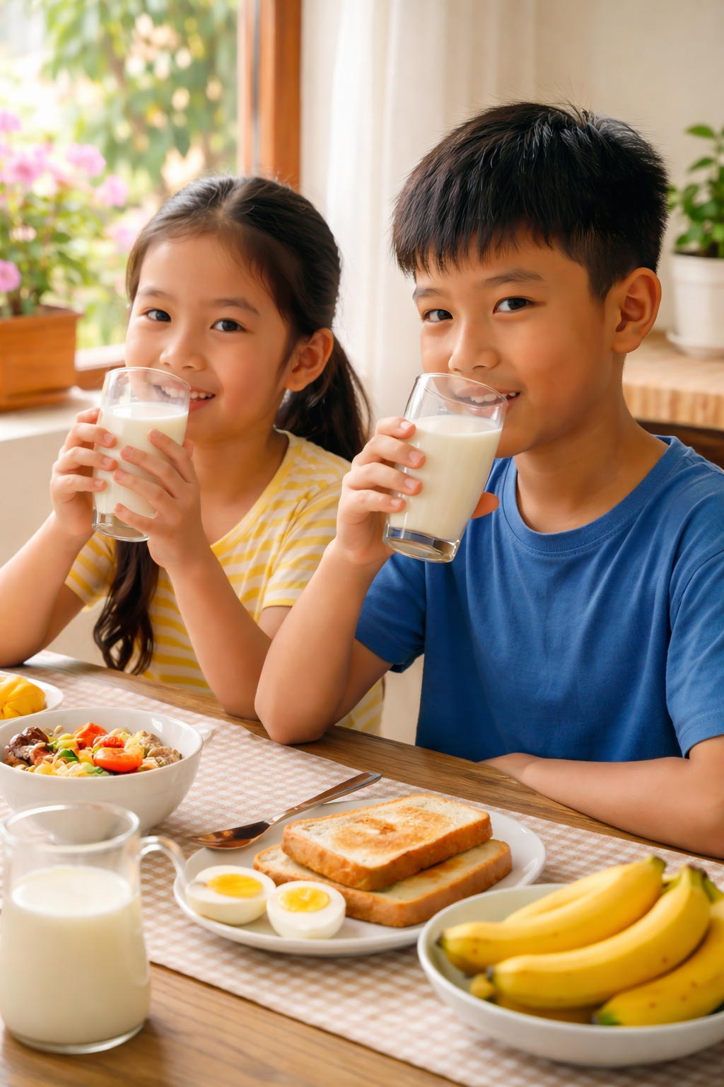 Bữa ăn h&agrave;ng ng&agrave;y với đầy đủ dưỡng chất gi&uacute;p bạn c&oacute; thể cải thiện chiều cao ngay trong h&egrave;. 