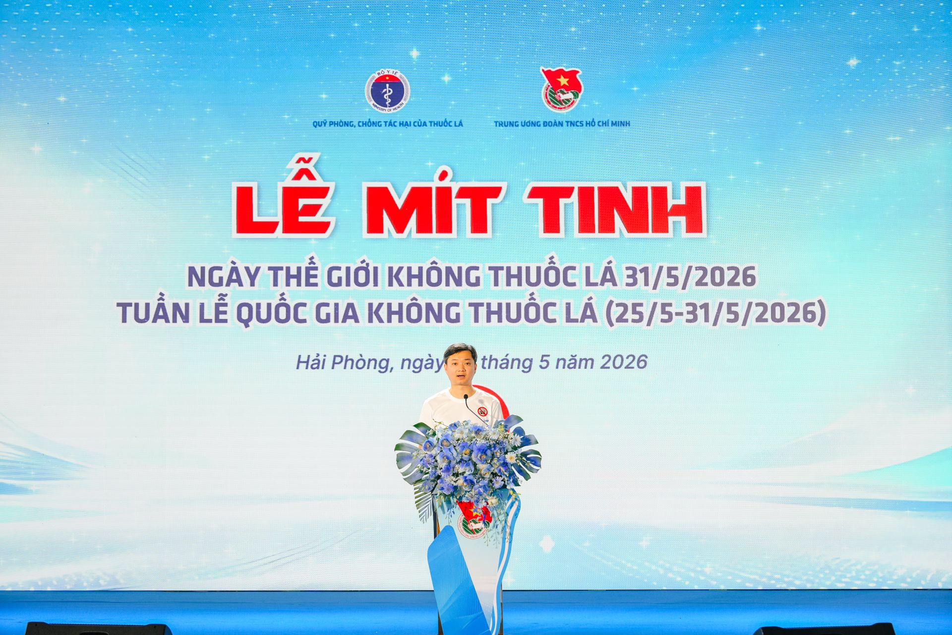 B&iacute; thư thường trực T.Ư Đo&agrave;n Nguyễn Minh Triết ph&aacute;t biểu tại buổi lễ.