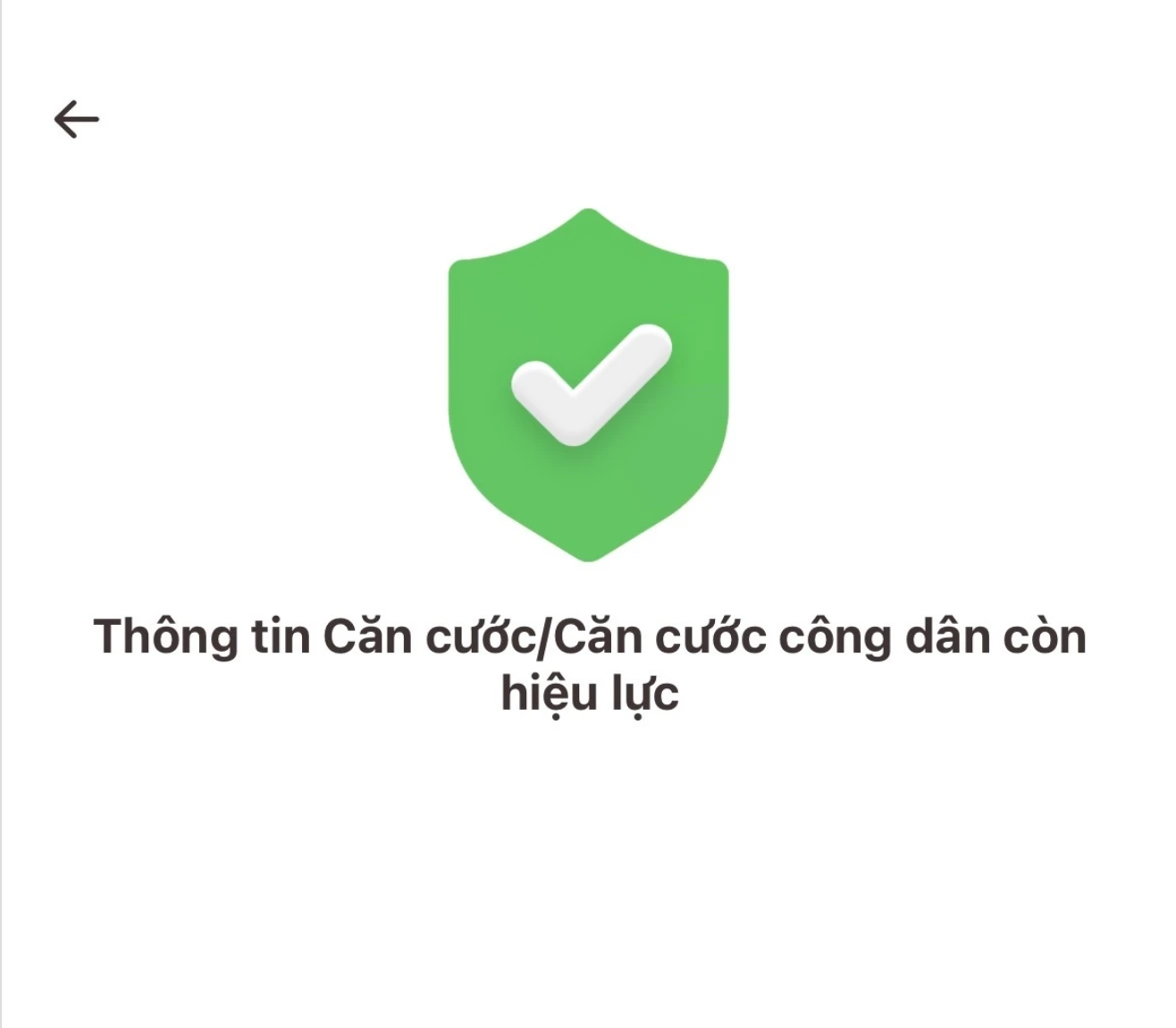 Th&ocirc;ng b&aacute;o của VNeID khi qu&eacute;t CCCD c&ograve;n hiệu lực.