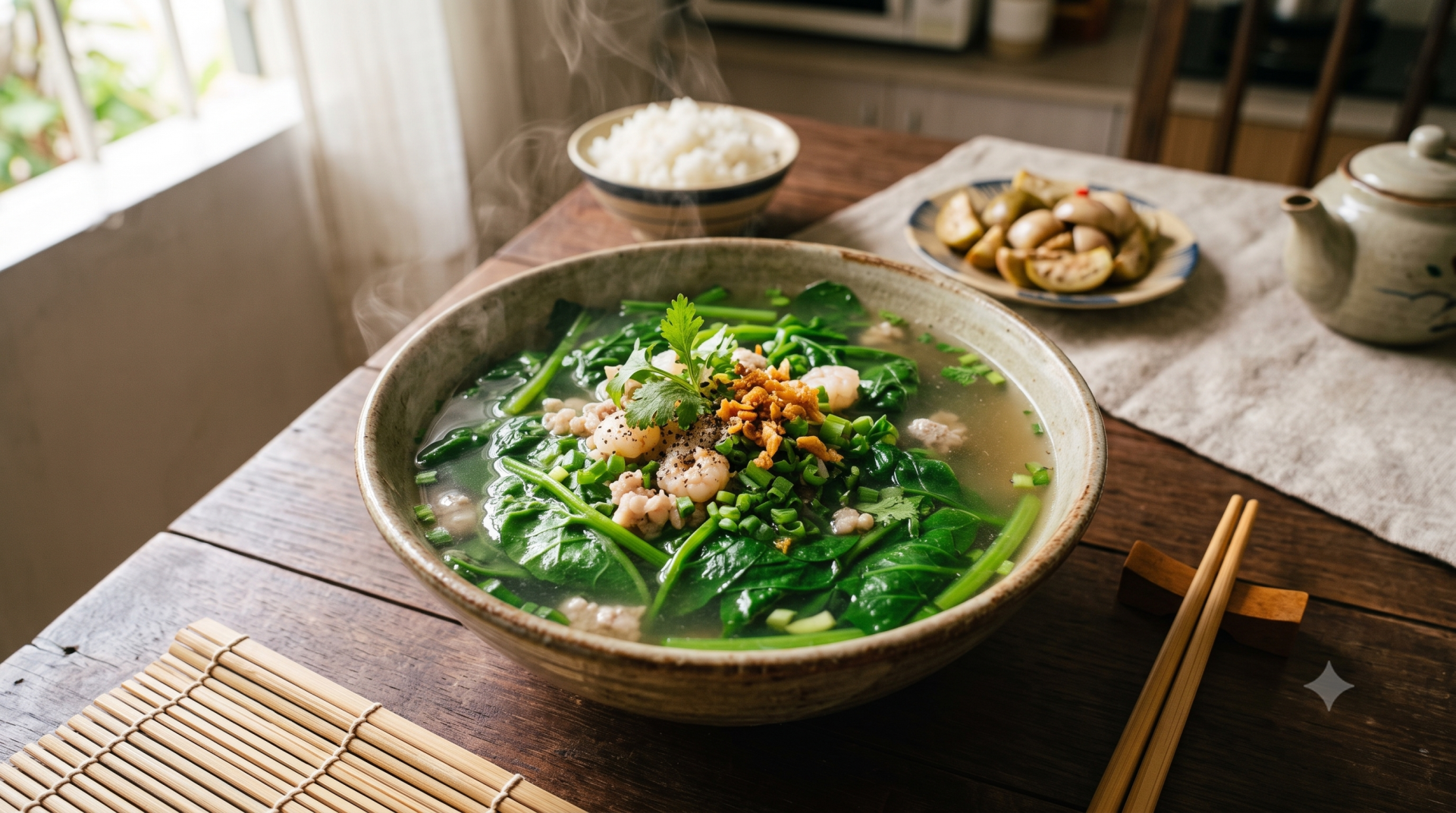 Các loại canh rau xanh sẽ giúp trẻ em giải nhi&ecirc;̣t t&ocirc;́t hơn.