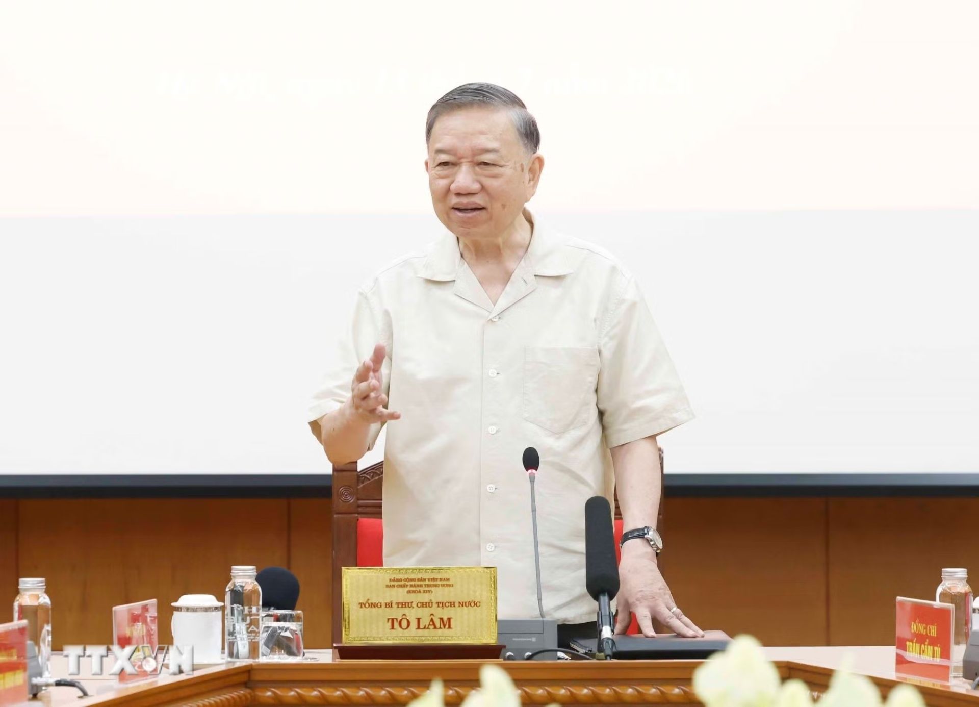 Tổng B&iacute; thư, Chủ tịch nước T&ocirc; L&acirc;m ph&aacute;t biểu. (Ảnh: Thống Nhất/TTXVN).