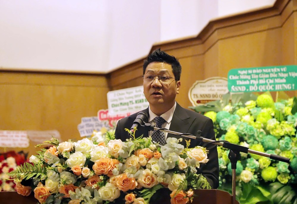 TS.NSND Đỗ Quốc Hưng ph&aacute;t biểu nhận nhiệm vụ mới.